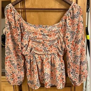 American Eagle Outfitters Floral Blouse - Pink and Blue